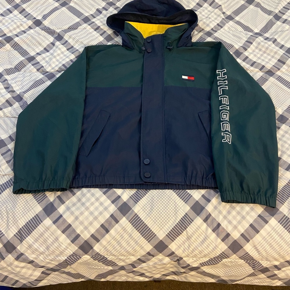 Vintage Tommy Hilfiger Green and Navy windbreaker